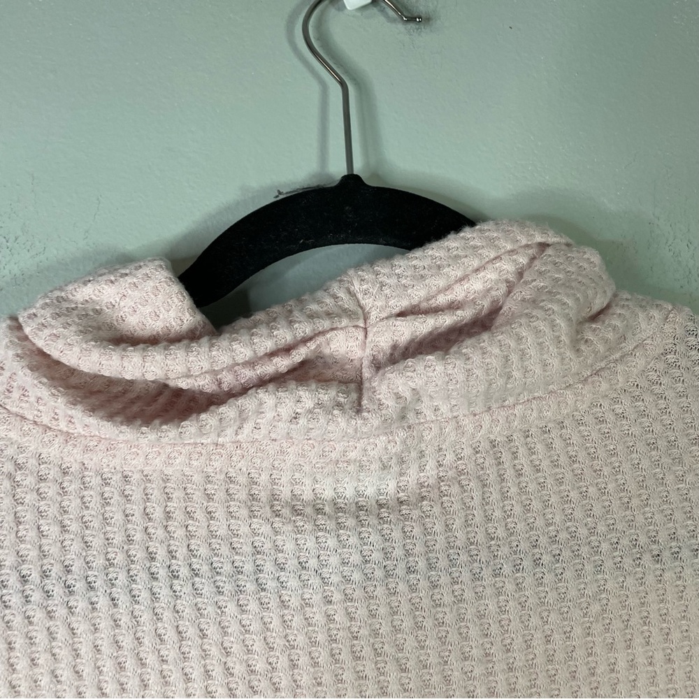 Honeydew Light Pale Pink Stretch Waffle Knit Mock Neck Long Sleeve Top Small - Picture 7 of 7